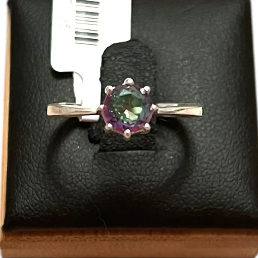 Artisan Sterling Silver Mystic Topaz Solitaire Ring Size 7
